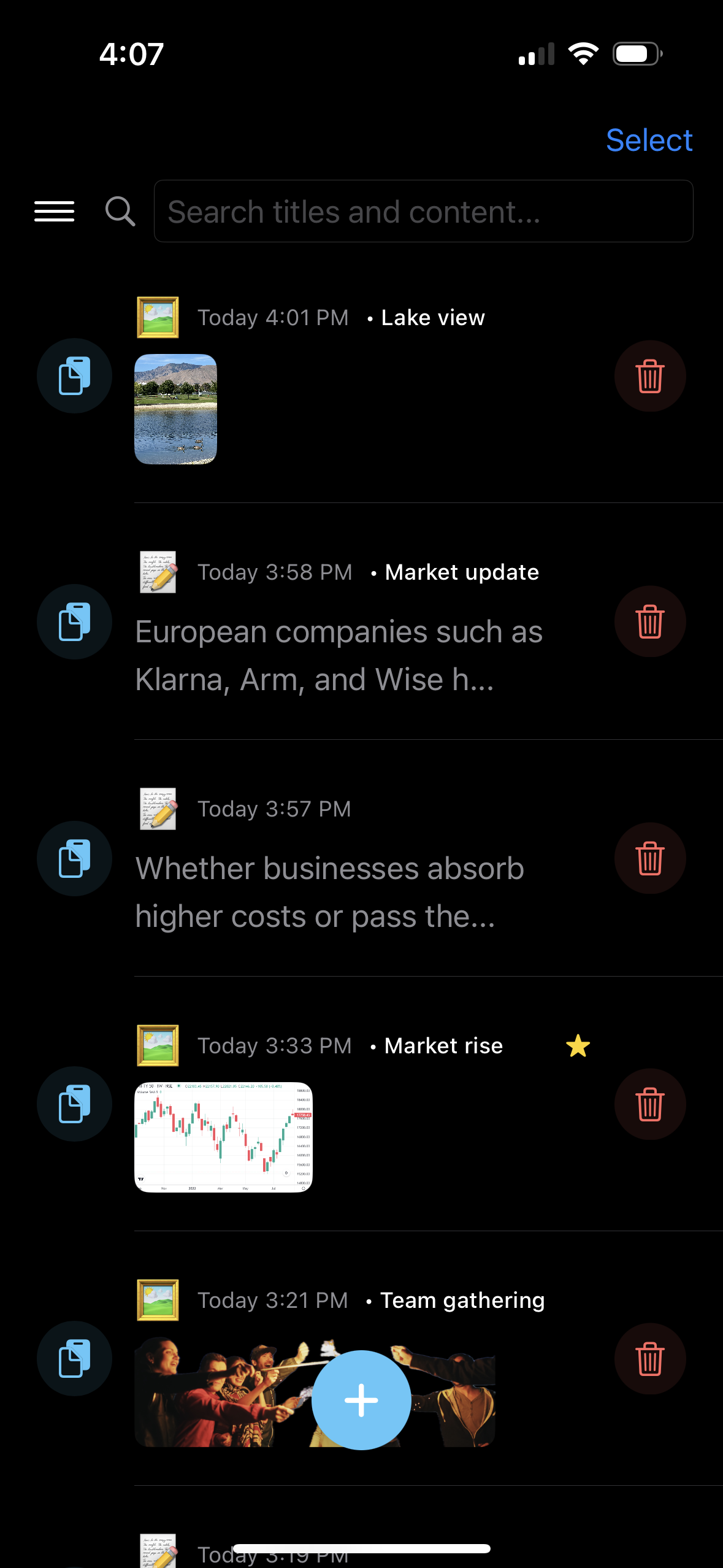 ClipStash app interface in dark mode showing adaptive colors and enhanced contrast